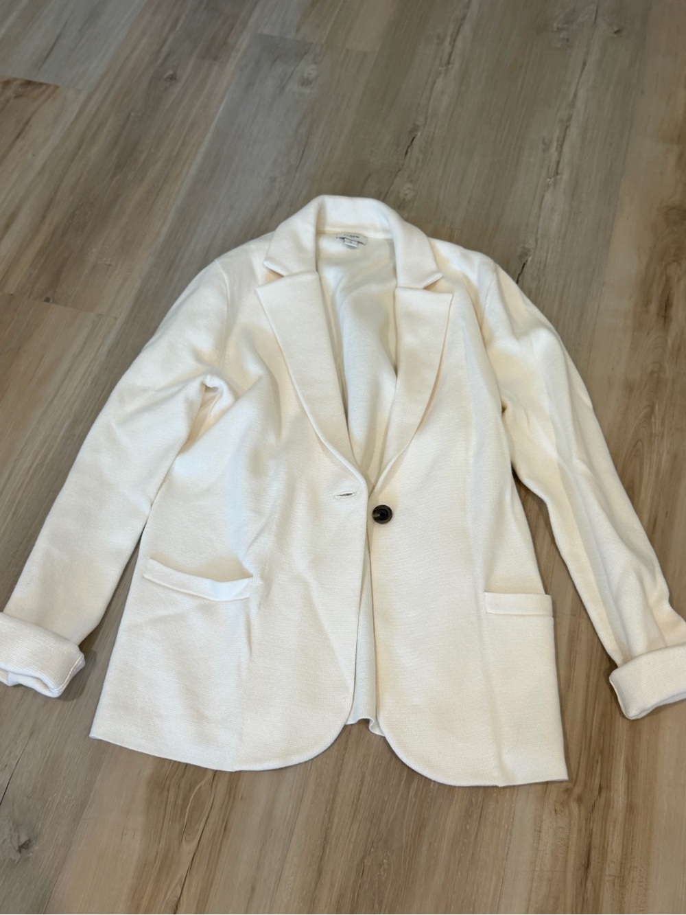 White Women's Single-Button Blazer Jacket